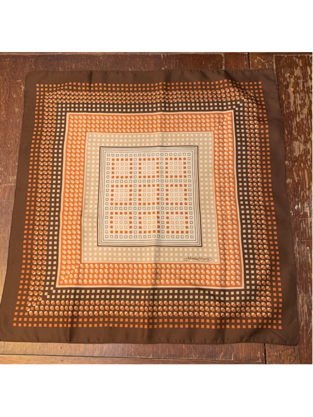 Women's Monique Martin Brown Orange Geometric Square Scarf One Size